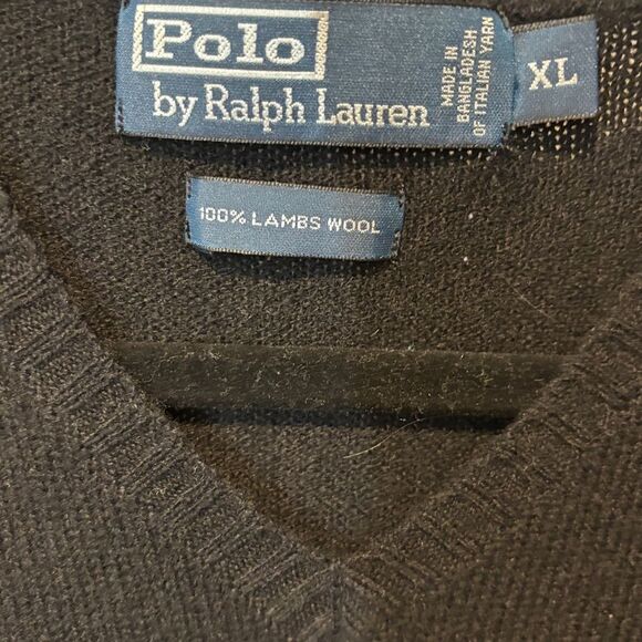 Vtg Ralph Lauren Polo Black lambs Wool sweater vest xl - Picture 2 of 3